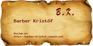 Barber Kristóf névjegykártya